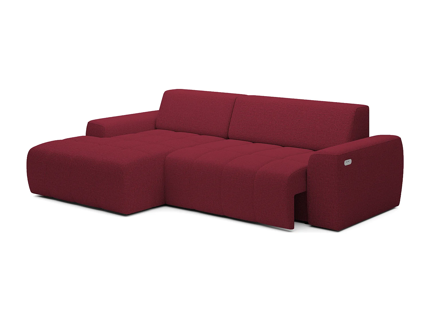 Canapé d'angle Savio indépendant, tissu Kansas résistant, dim. 265x172x81cm, couchage 206x92cm, côté gauche, cerisier
