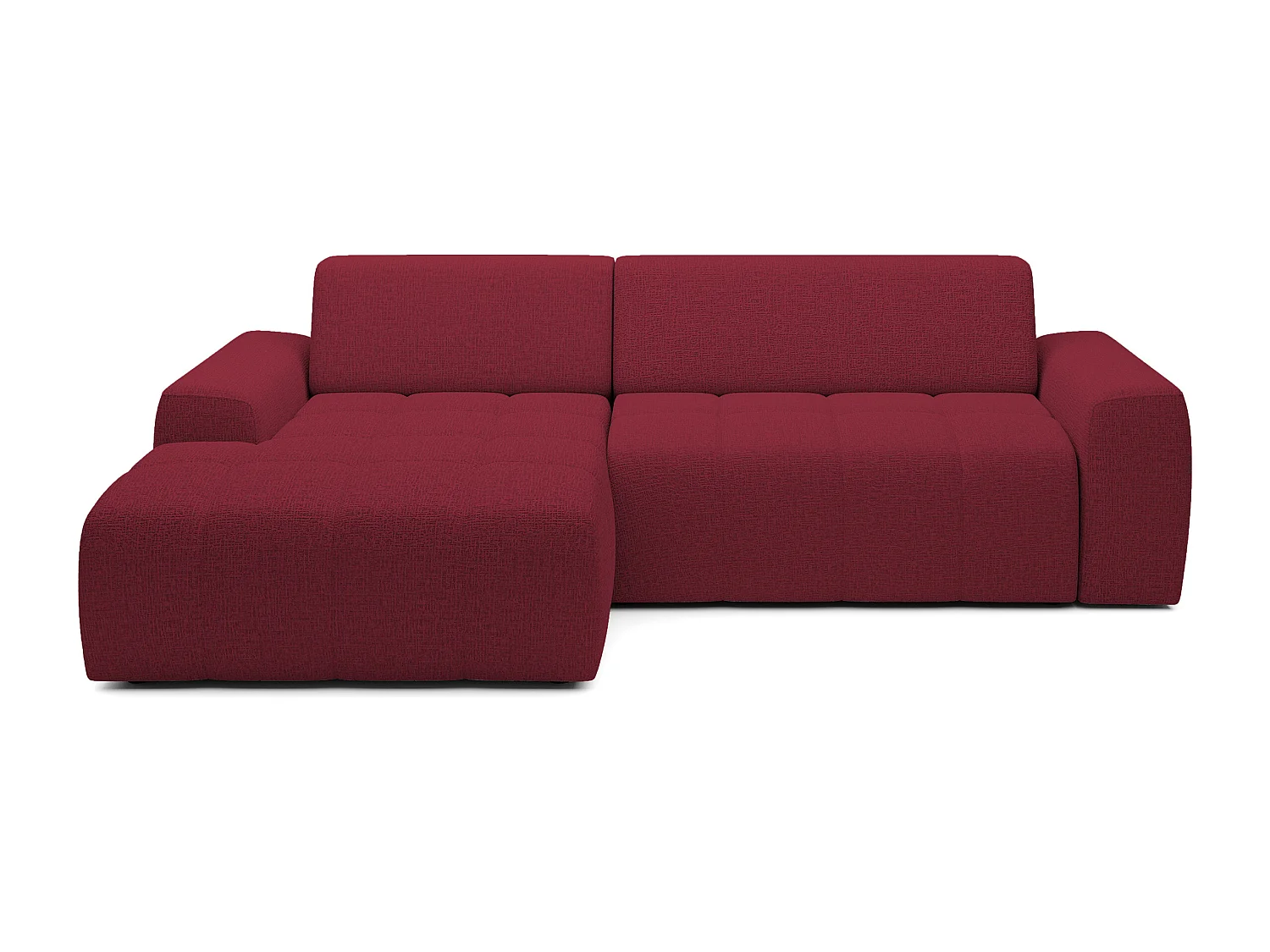 Canapé d'angle Savio indépendant, tissu Kansas résistant, dim. 265x172x81cm, couchage 206x92cm, côté gauche, cerisier