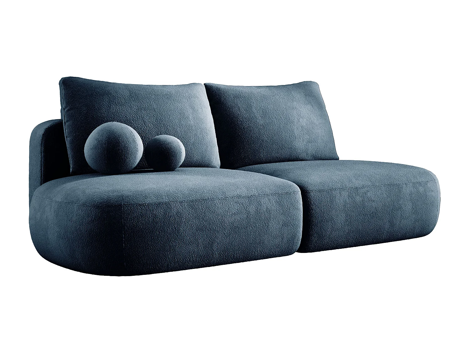 Sofa BABU nowoczesna, funkcja spania – Sofa 3-osobowa z pojemnikiem na pościel, DL-Automatic, 2 poduszki, 240x90x90 cm Niebieska
