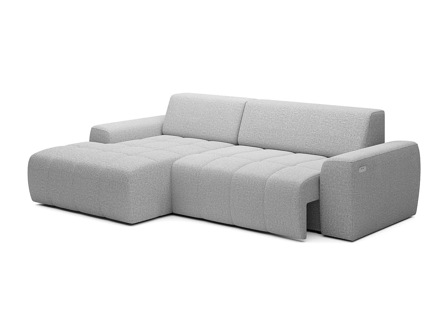 Canapé d'angle Savio indépendant, tissu Kansas résistant, dim. 265x172x81cm, couchage 206x92cm, côté gauche, frêne
