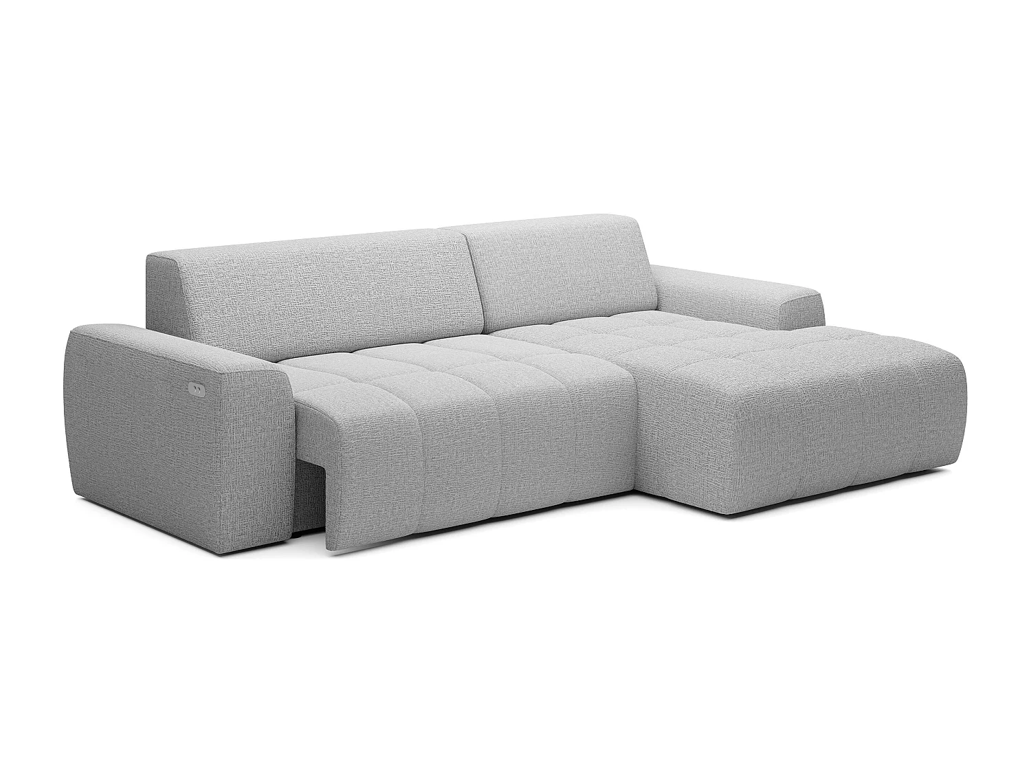Canapé d'angle Savio indépendant, tissu Kansas résistant, dim. 265x172x81cm, couchage 206x92cm, côté droit, frêne