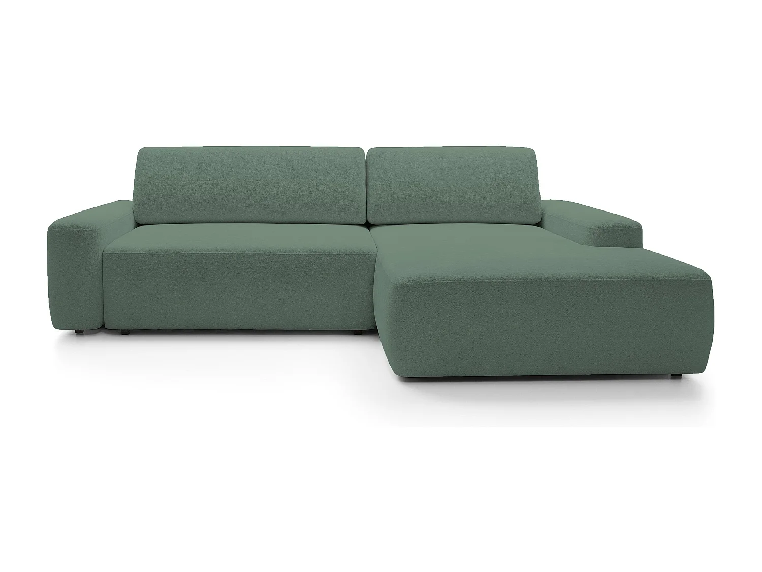 Canapé d’angle BOULI 4 places Raven, couchage 130x210cm, coffre, 264x162x82cm, droite vert
