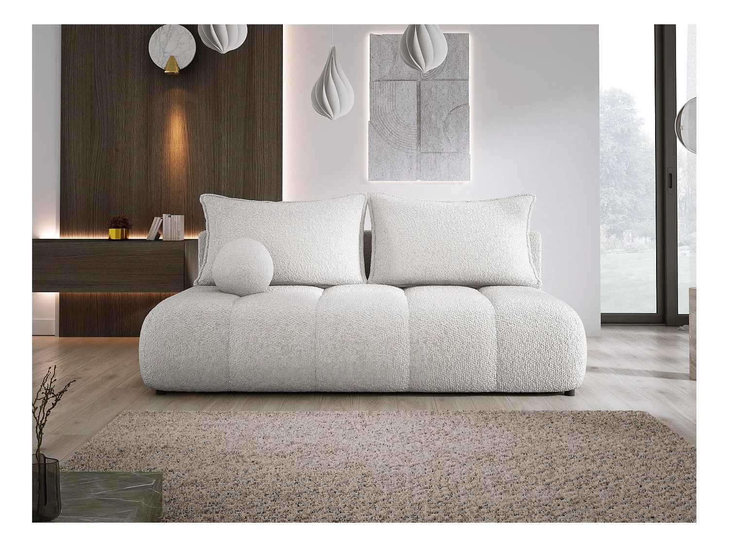 Canapé COCO MINI Canapé-lit Avec Fonction Lit, Tissu Anthology, 2 places, Autonome, Dimension: 205x105x97cm Couleur: Hellgrau