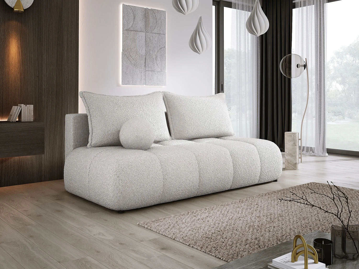 Canapé COCO MINI Canapé-lit Avec Fonction Lit, Tissu Anthology, 2 places, Autonome, Dimension: 205x105x97cm Couleur: Hellgrau