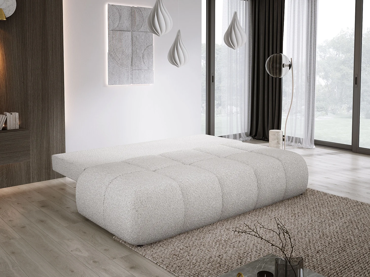 Canapé COCO MINI Canapé-lit Avec Fonction Lit, Tissu Anthology, 2 places, Autonome, Dimension: 205x105x97cm Couleur: Hellgrau