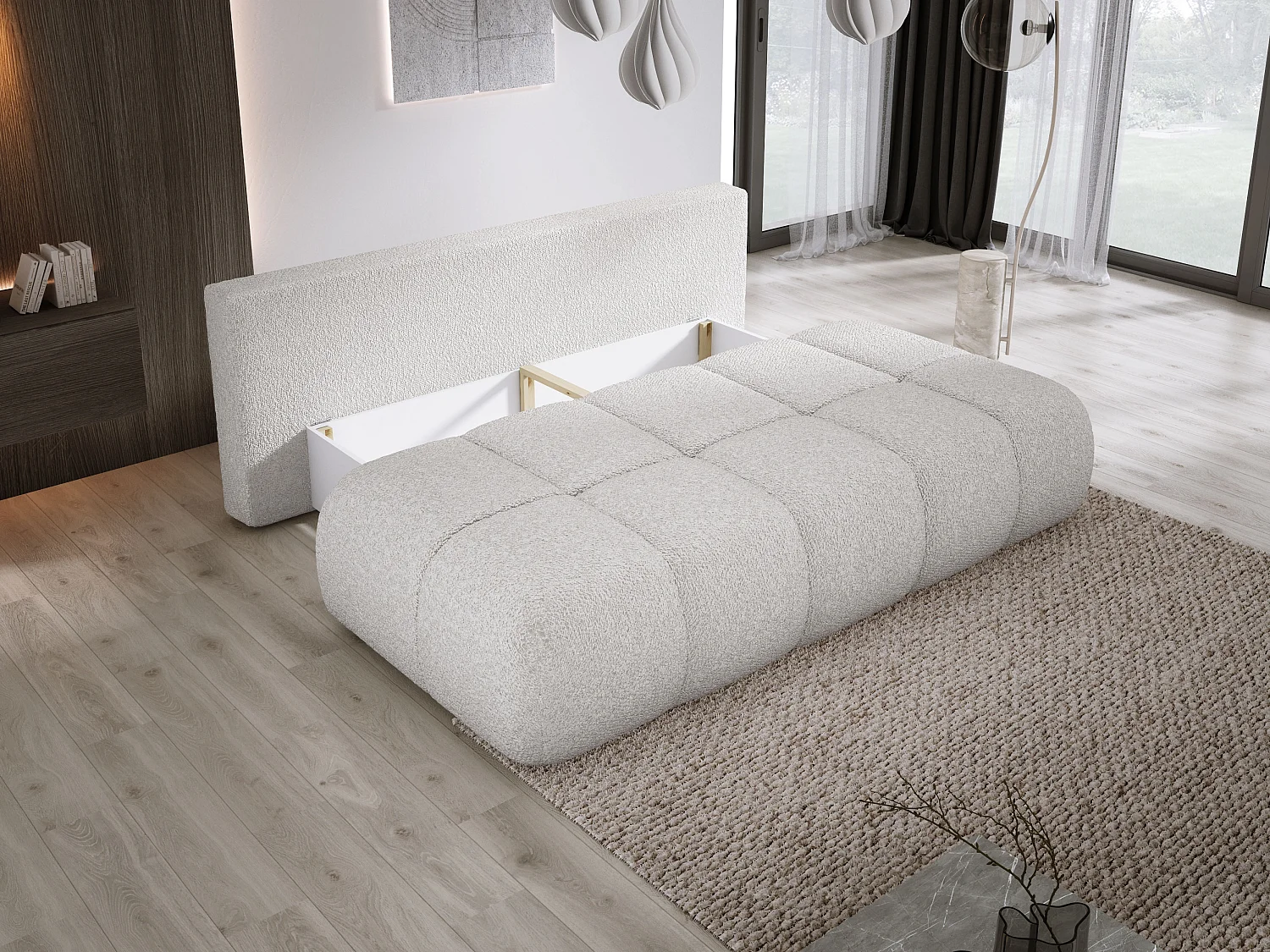 Canapé COCO MINI Canapé-lit Avec Fonction Lit, Tissu Anthology, 2 places, Autonome, Dimension: 205x105x97cm Couleur: Hellgrau