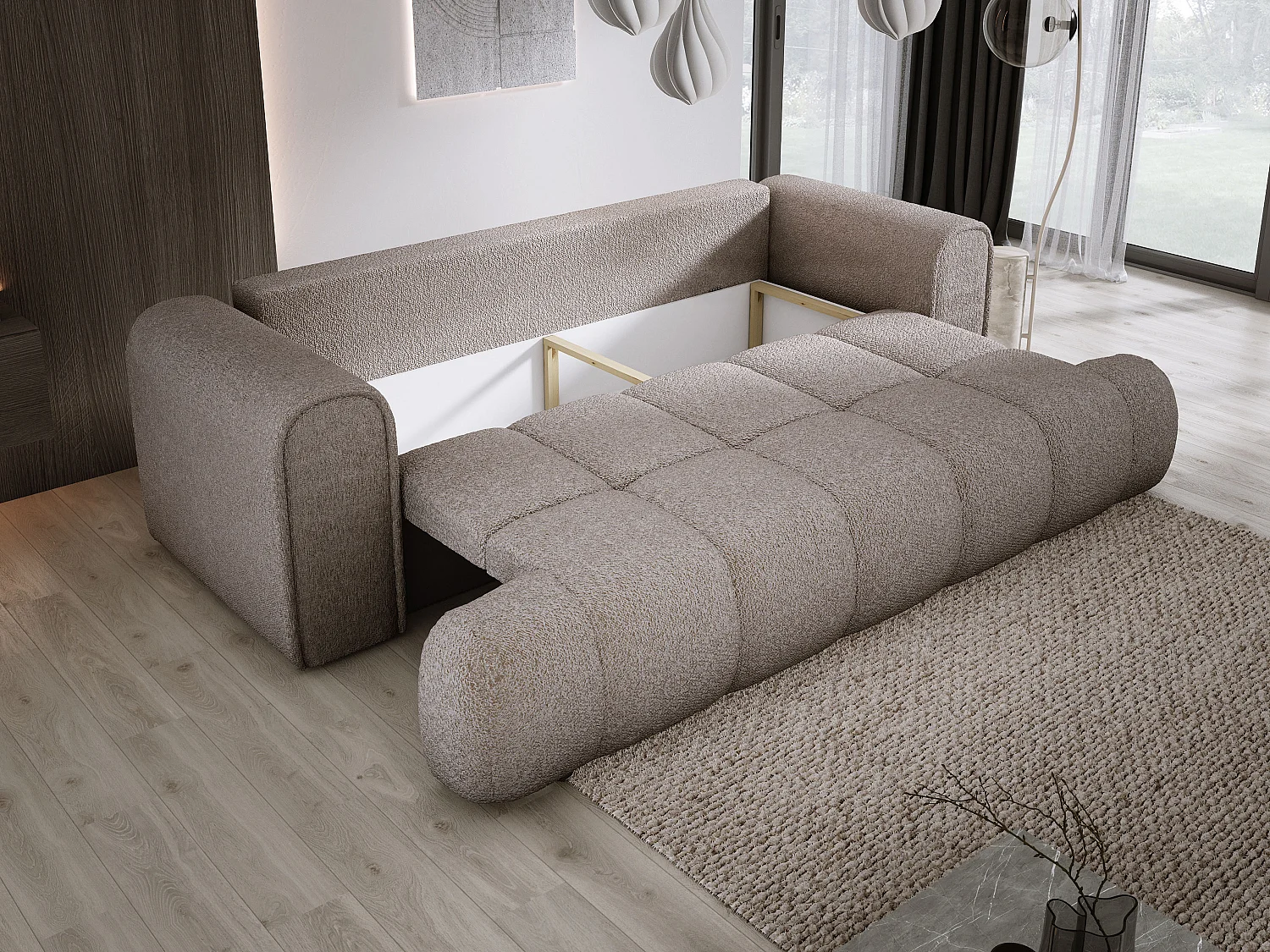 Canapé COCO Canapé-lit Avec Fonction Lit, Tissu Anthology, 2 places, Autonome, Dimension: 250x105x90cm Couleur: Sand