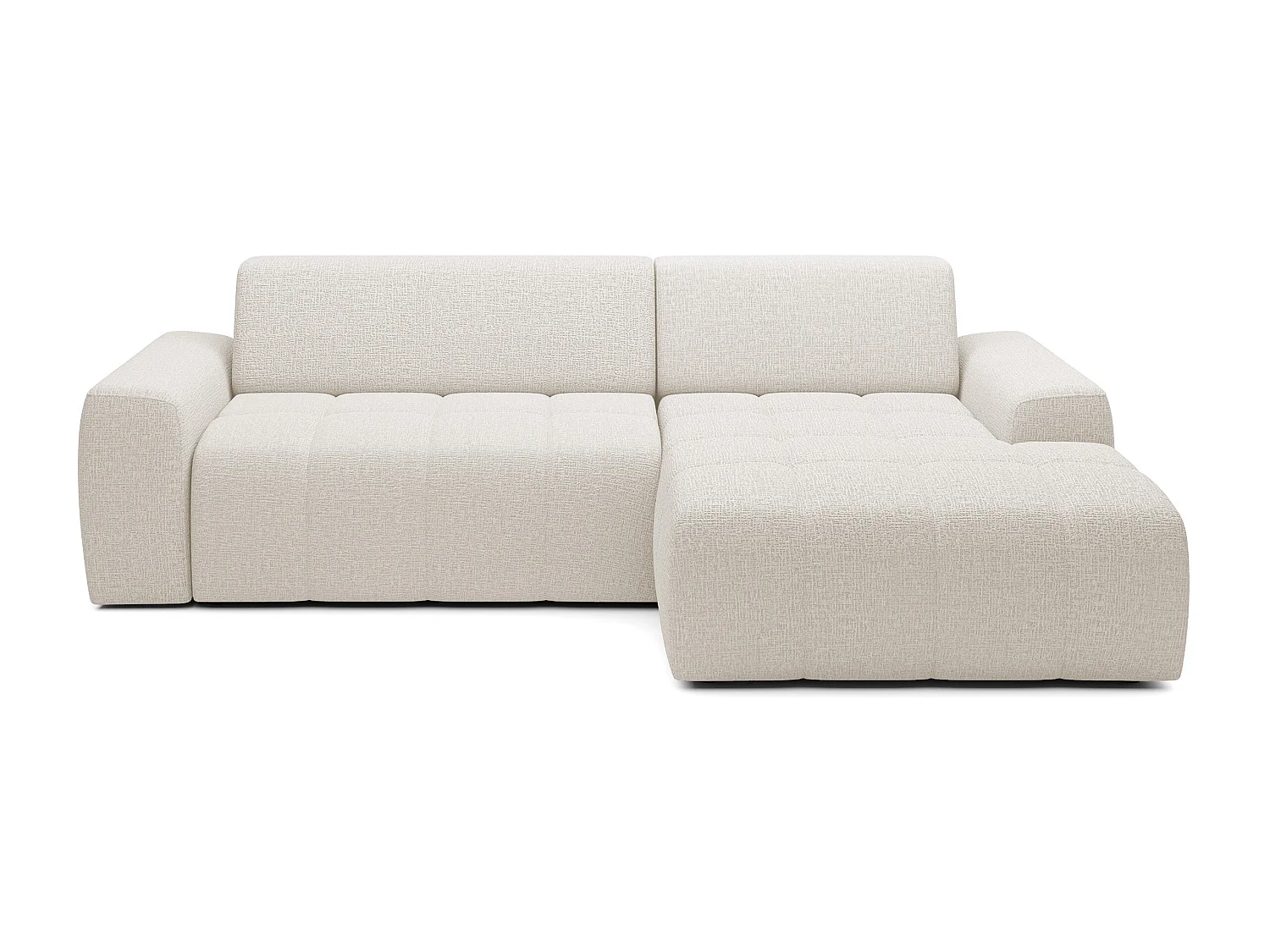 Canapé d'angle Savio indépendant, tissu Kansas résistant, dim. 265x172x81cm, couchage 206x92cm, côté droit, beige clair