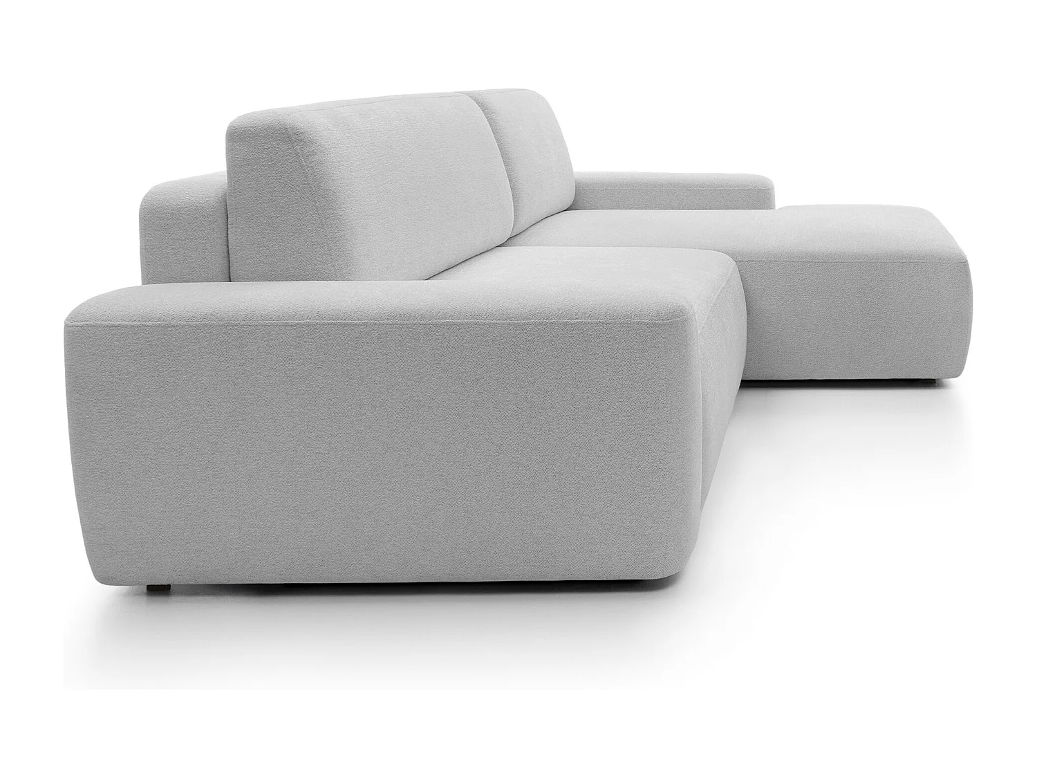 Canapé d’angle BOULI 4 places Raven, couchage 130x210cm, coffre, 264x162x82cm, droite gris clair