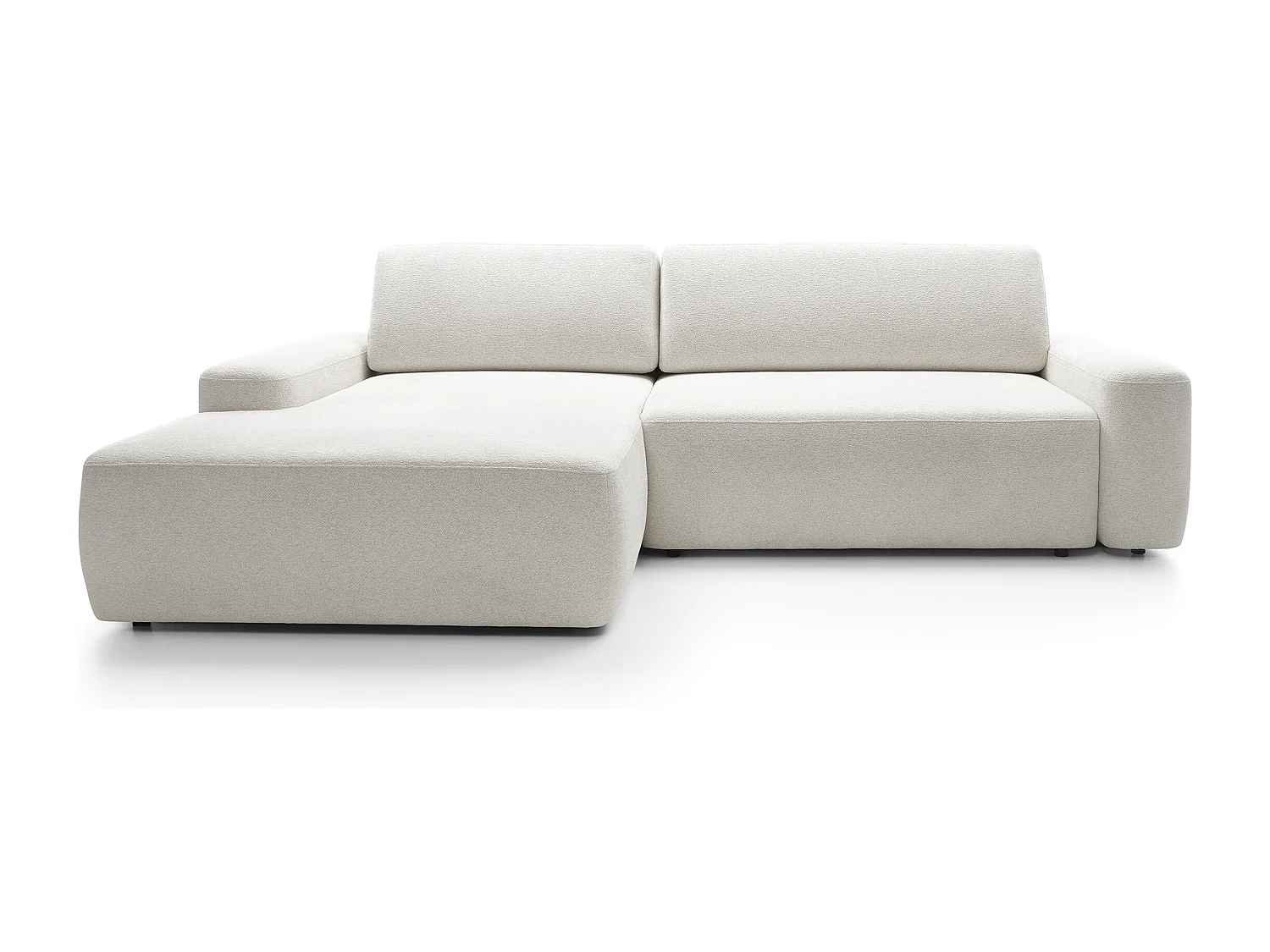 BOULI 4-Sitzer Polstersofa Raven mit Schlaffunktion 130x210cm Bettzeugablage 264x162x82cm linksseitig Farbe: beige