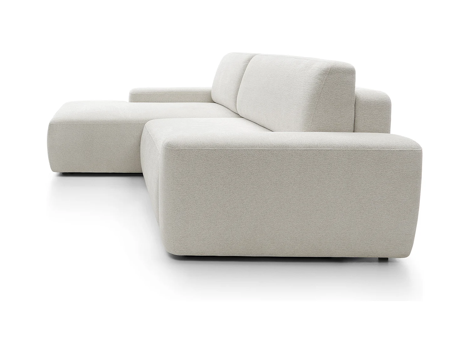 Canapé d’angle BOULI 4 places Raven, couchage 130x210cm, coffre, 264x162x82cm, gauche beige