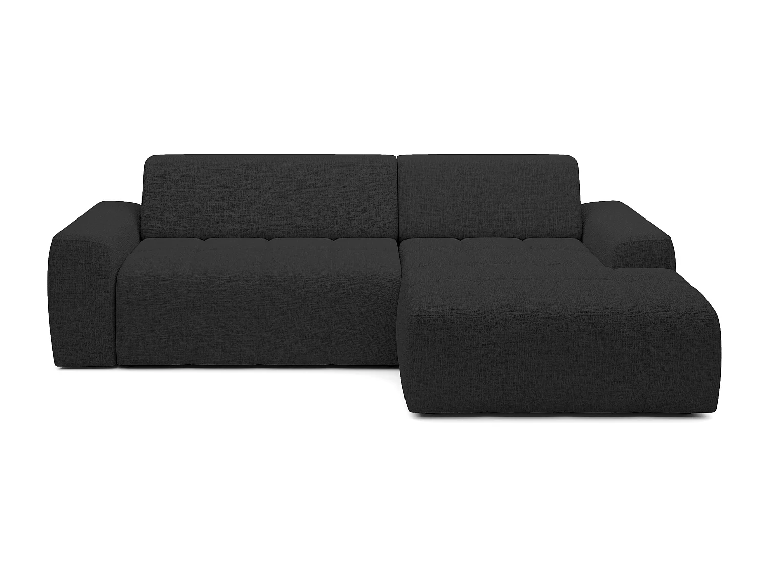 Canapé d'angle Savio indépendant, tissu Kansas résistant, dim. 265x172x81cm, couchage 206x92cm, côté droit, anthracite