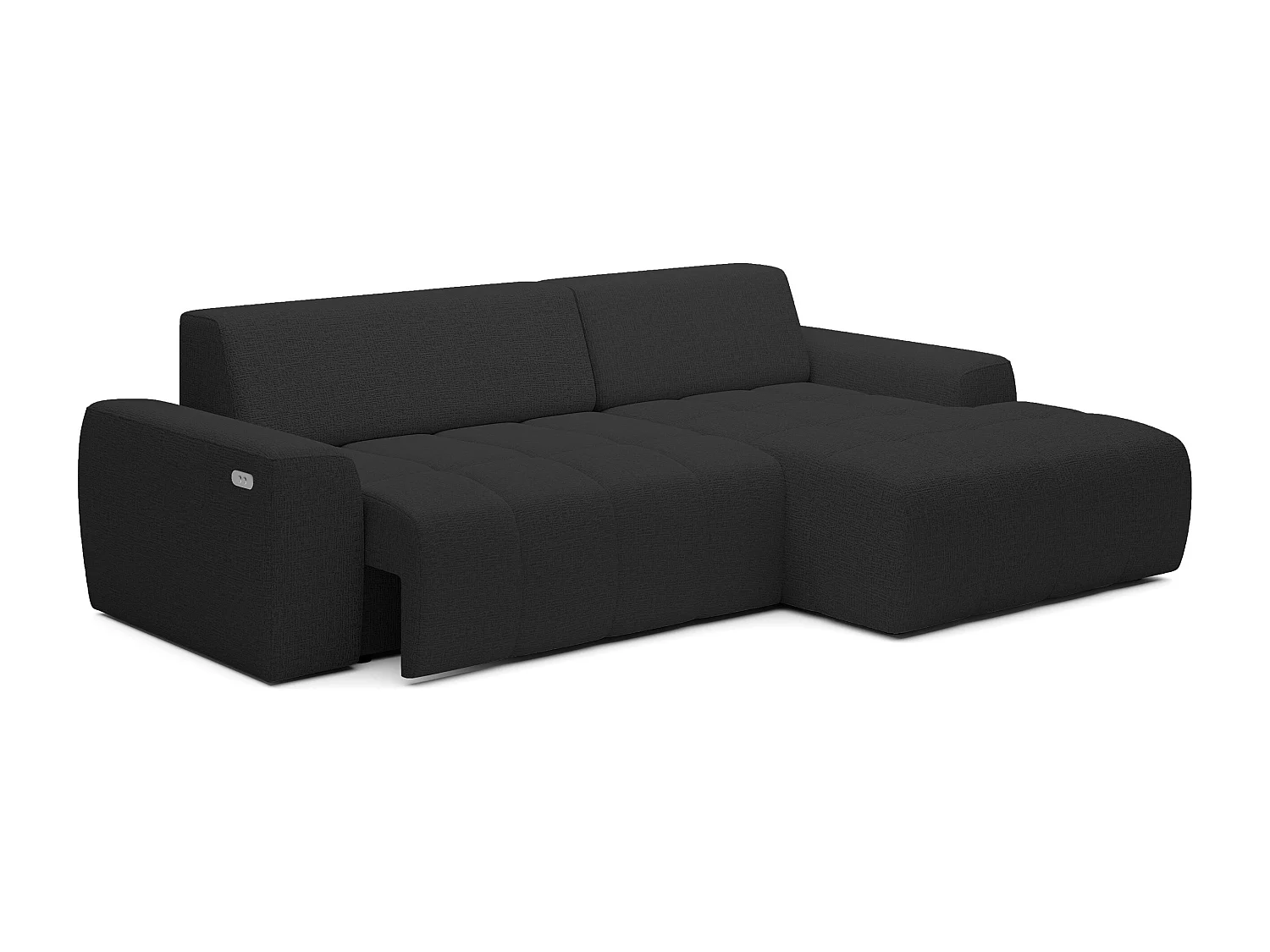 Canapé d'angle Savio indépendant, tissu Kansas résistant, dim. 265x172x81cm, couchage 206x92cm, côté droit, anthracite