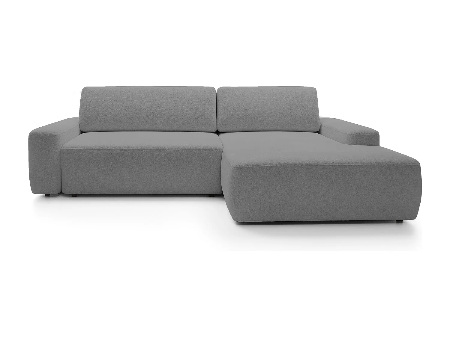 Canapé d’angle BOULI 4 places Raven, couchage 130x210cm, coffre, 264x162x82cm, droite gris