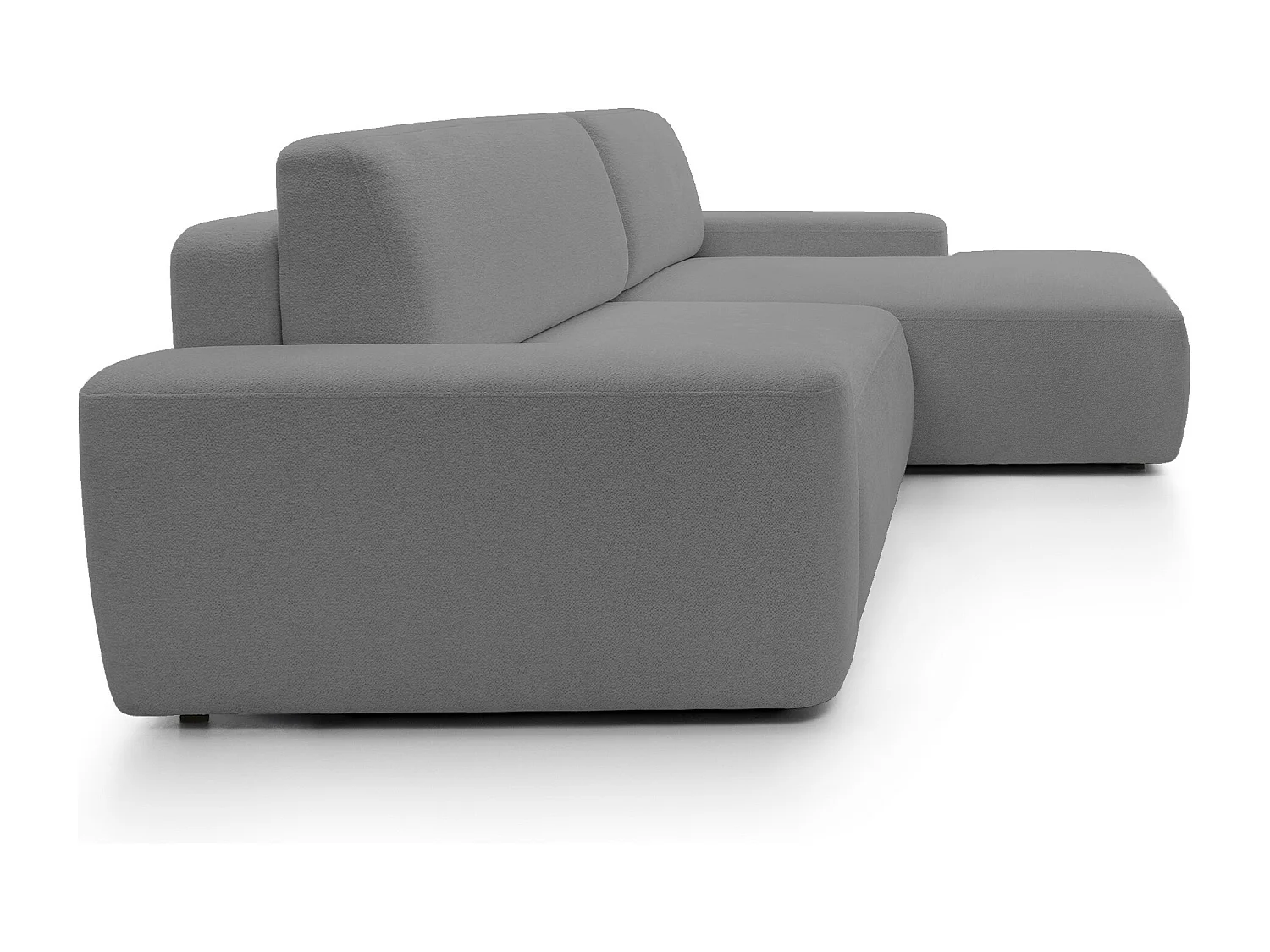 Canapé d’angle BOULI 4 places Raven, couchage 130x210cm, coffre, 264x162x82cm, droite gris