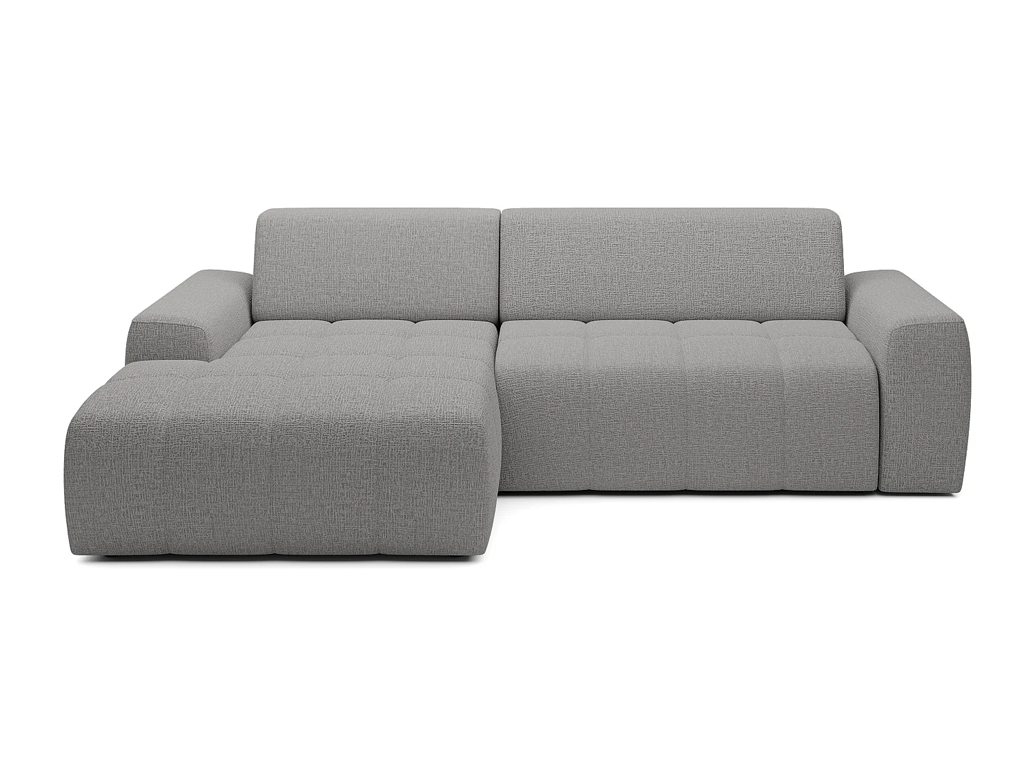 Canapé d'angle Savio indépendant, tissu Kansas résistant, dim. 265x172x81cm, couchage 206x92cm, côté gauche, gris clair