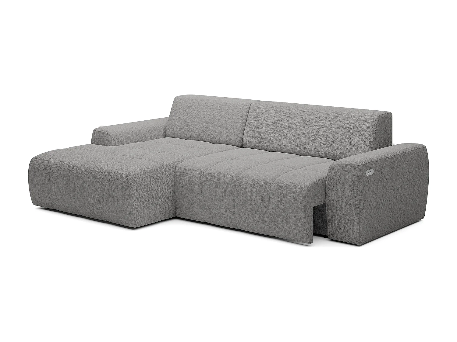 Canapé d'angle Savio indépendant, tissu Kansas résistant, dim. 265x172x81cm, couchage 206x92cm, côté gauche, gris clair
