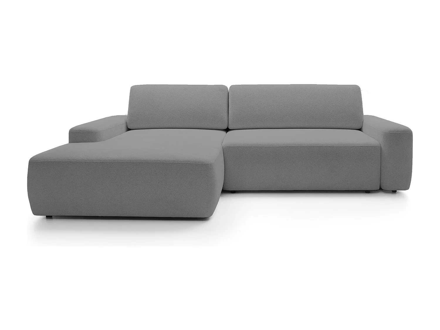 BOULI 4-Sitzer Polstersofa Raven mit Schlaffunktion 130x210cm Bettzeugablage 264x162x82cm linksseitig Farbe: grau