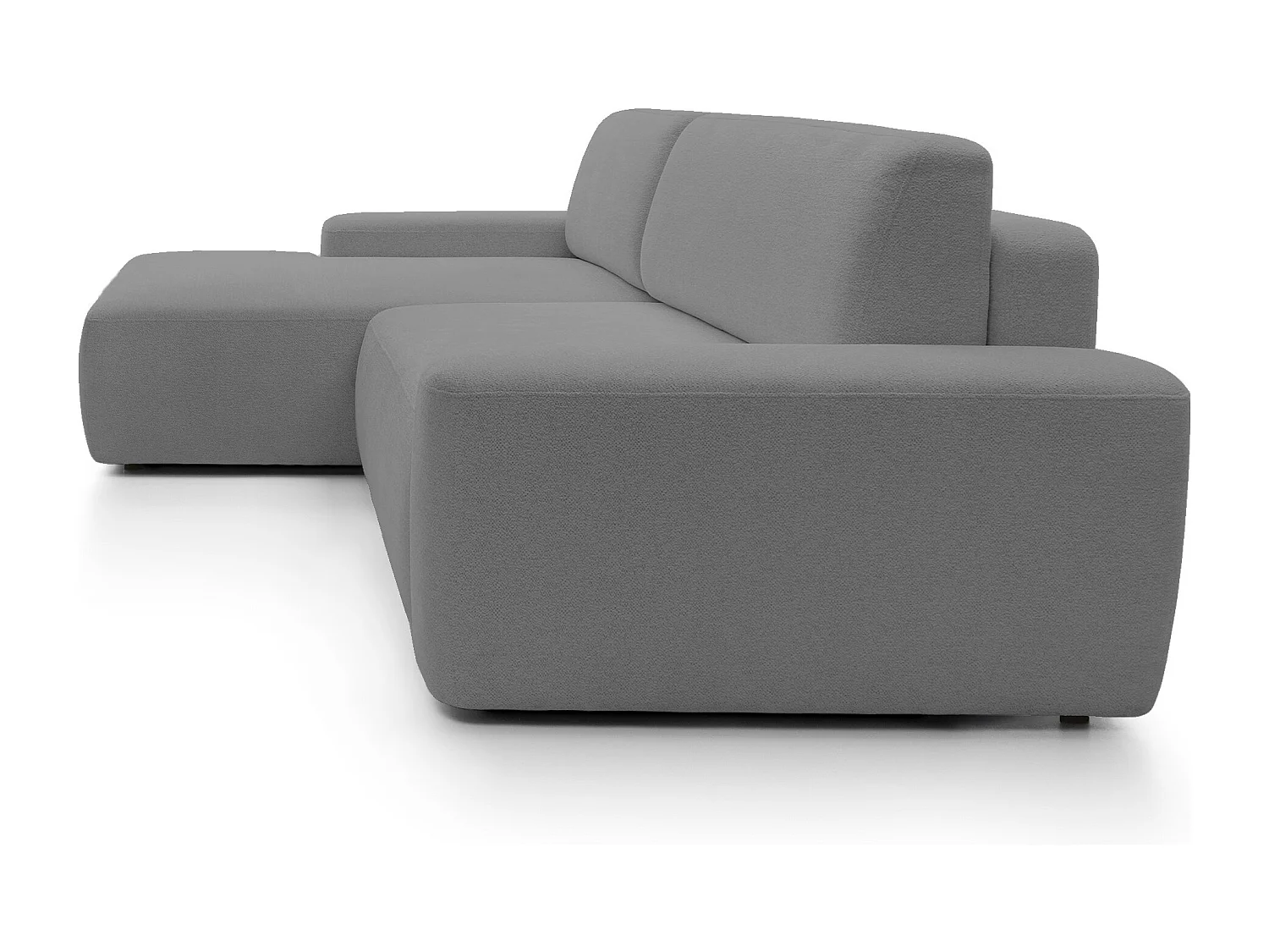 BOULI 4-Sitzer Polstersofa Raven mit Schlaffunktion 130x210cm Bettzeugablage 264x162x82cm linksseitig Farbe: grau
