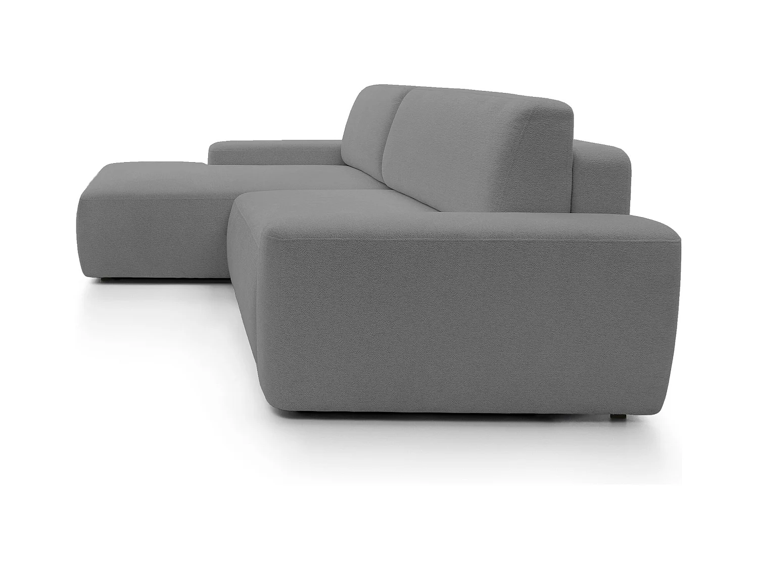 Canapé d’angle BOULI 4 places Raven, couchage 130x210cm, coffre, 264x162x82cm, gauche gris