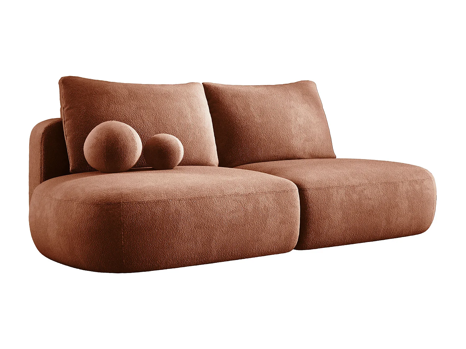 Canapé-lit moderne BABU avec coffre, fonction sommeil, DL-Automat, 2 coussins dossier, 2 coussins déco, 240x90x90 cm Marron