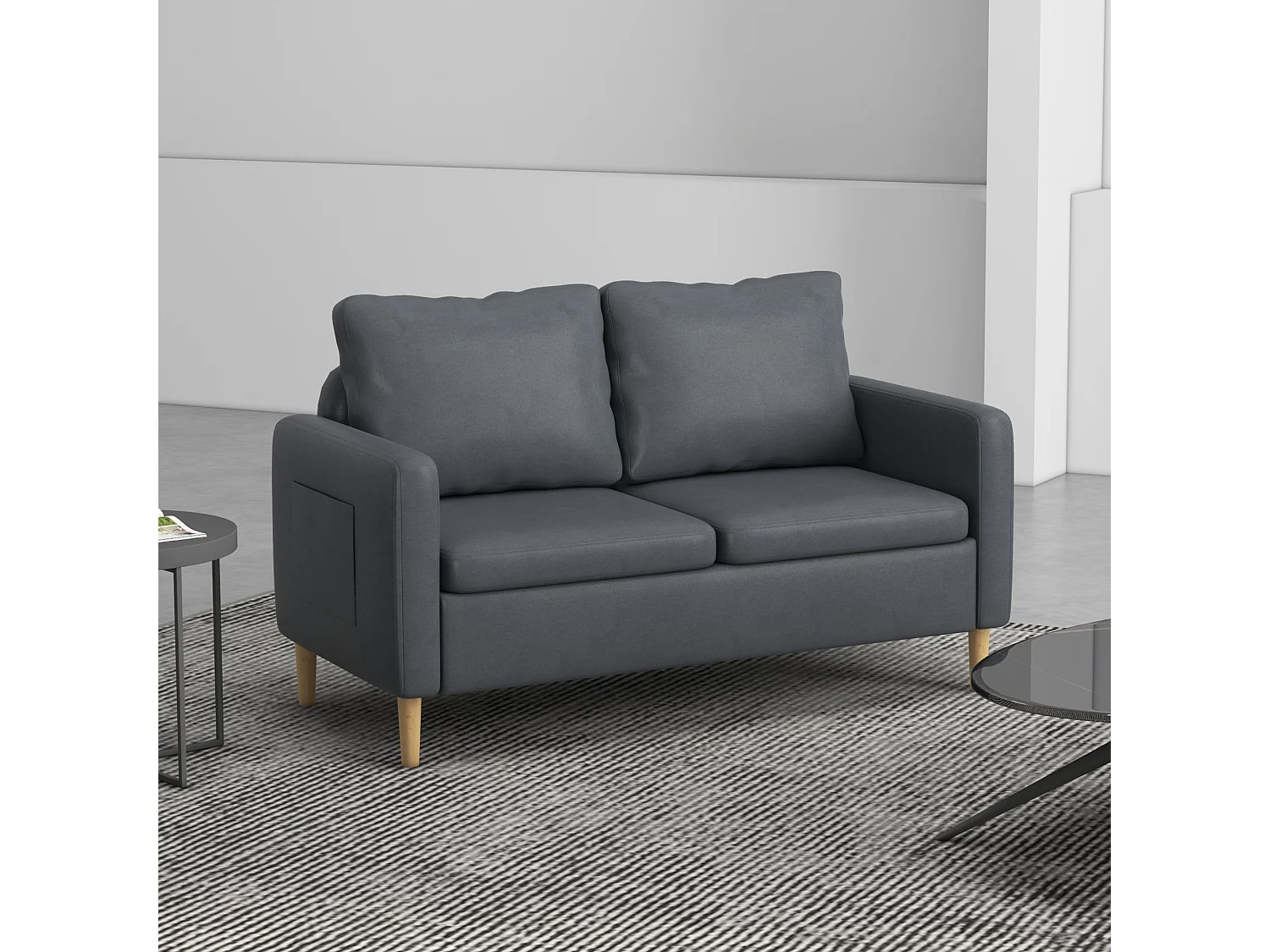 Sofá Outa Estofado em Microfibra de 2 Lugares com Bolsos Laterais - Conforto e Estilo Moderno