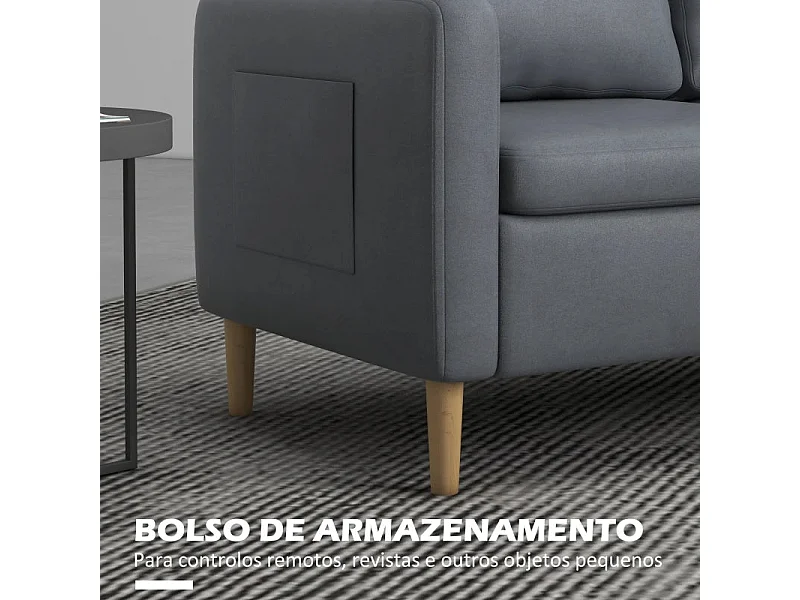 Sofá Outa Estofado em Microfibra de 2 Lugares com Bolsos Laterais - Conforto e Estilo Moderno