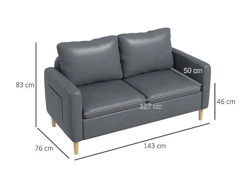 Sofá Outa Estofado em Microfibra de 2 Lugares com Bolsos Laterais - Conforto e Estilo Moderno