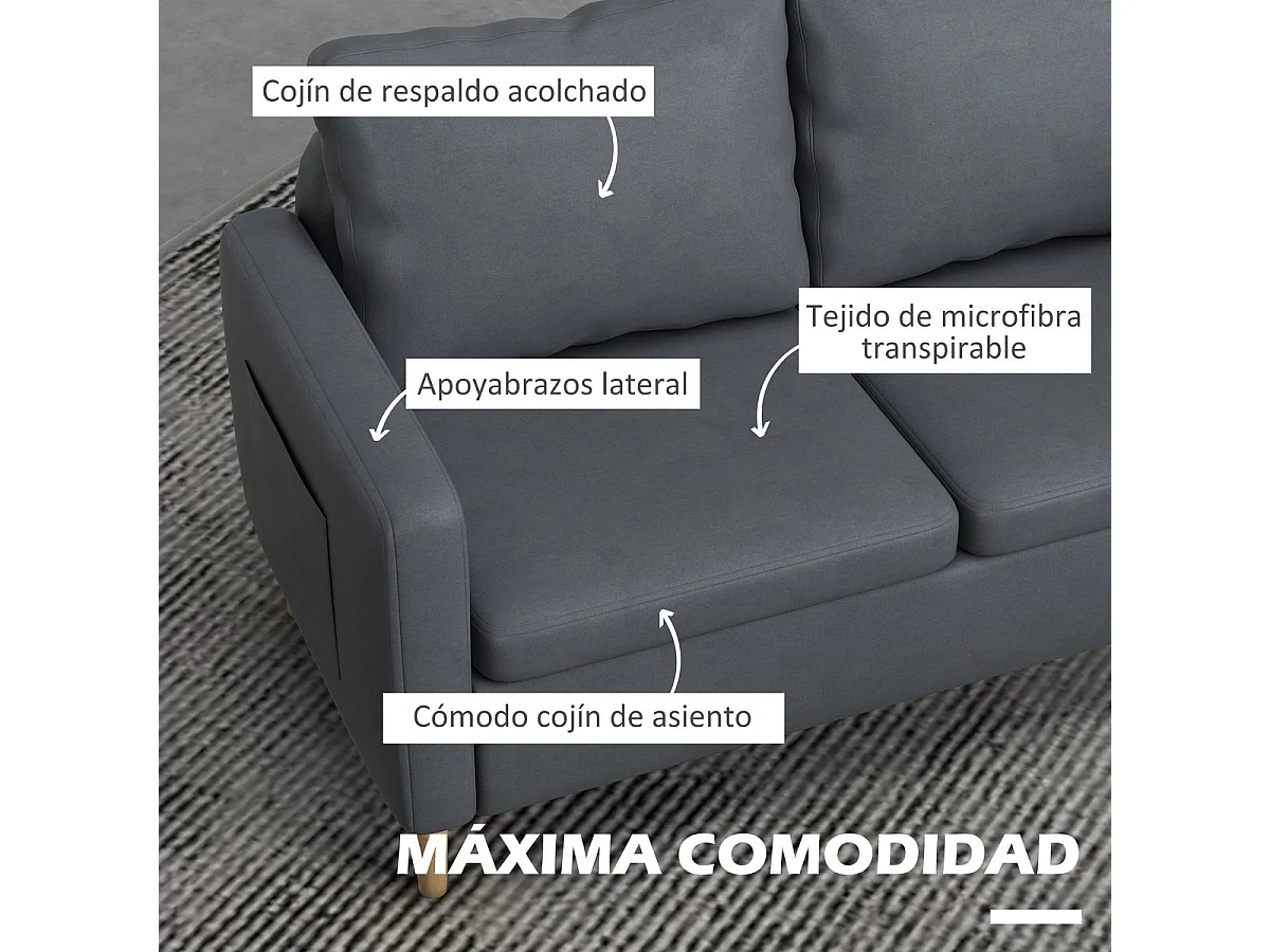 Sofá Outa Estofado em Microfibra de 2 Lugares com Bolsos Laterais - Conforto e Estilo Moderno