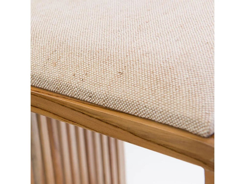 Tabouret Calopsite en Bois Naturel et Tissu Confortable - Beige 35x45x40 cm