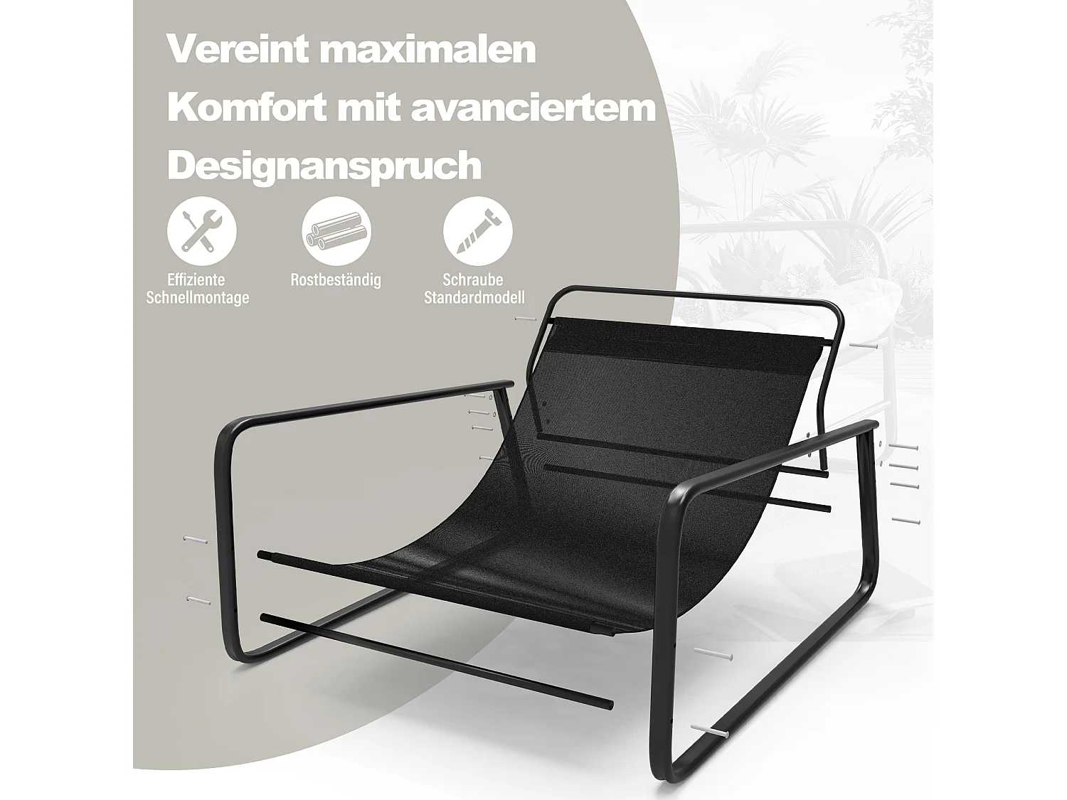 Moderno sillón reclinable de 2 plazas con estructura de acero y cojín reversible (Naranja+Beige)