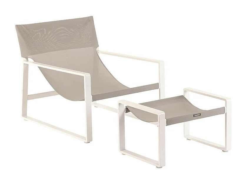 Fauteuil relax Lambinio avec repose pieds gris clair/blanc Hespéride