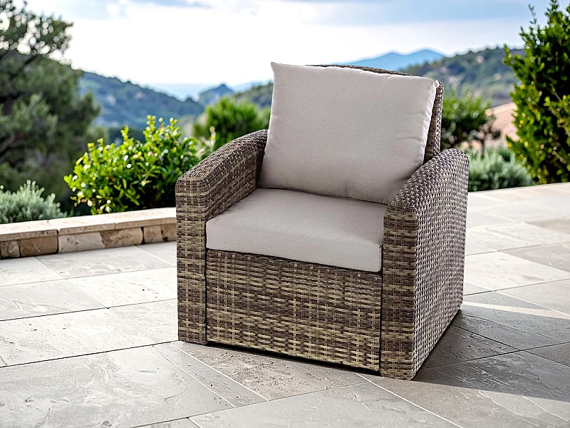 Fauteuil de jardin en résine tressée Polynesia Naturae - Hespéride