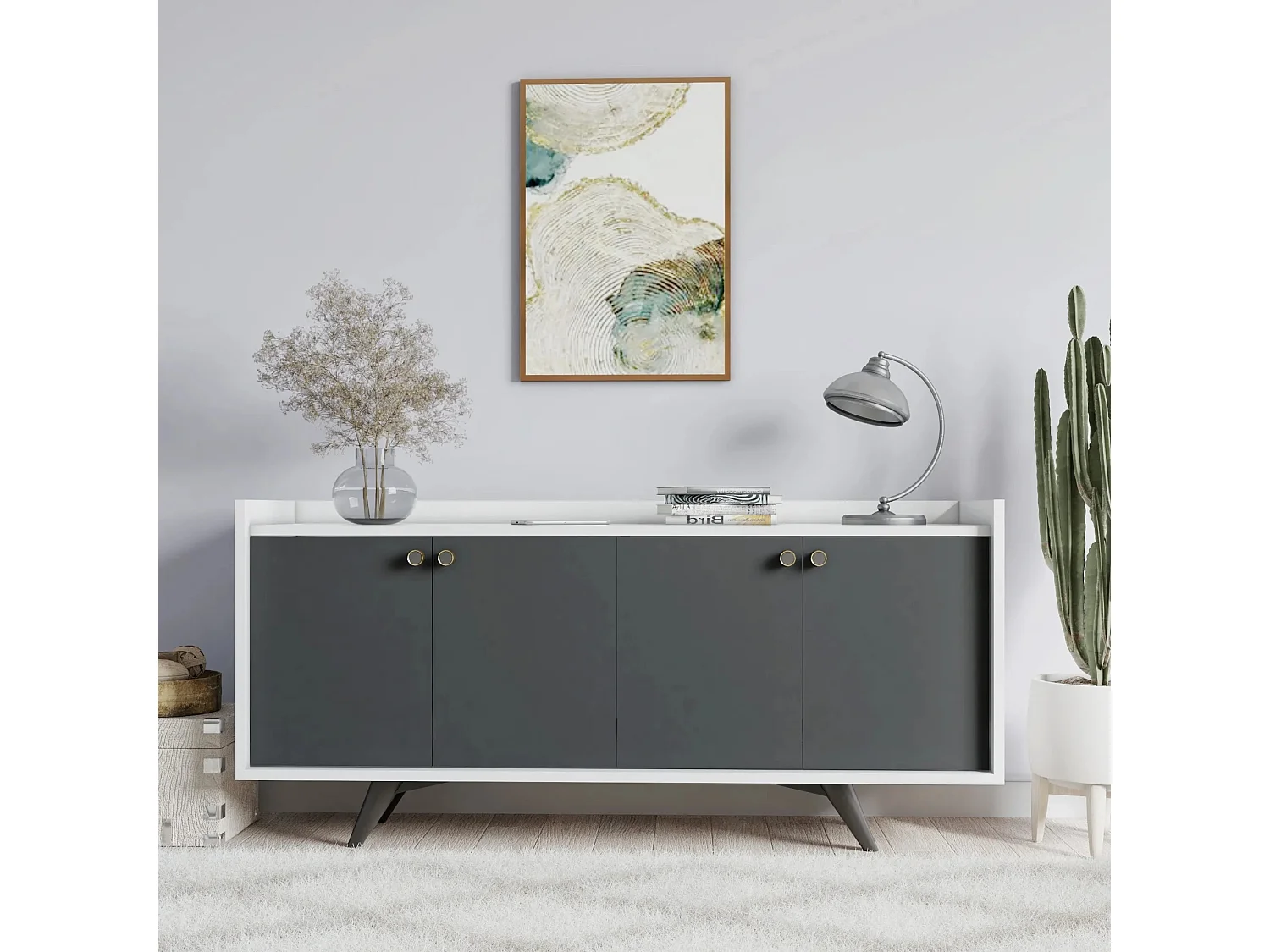 Aparador Bled Antracita Blanco 150x40x75 cm