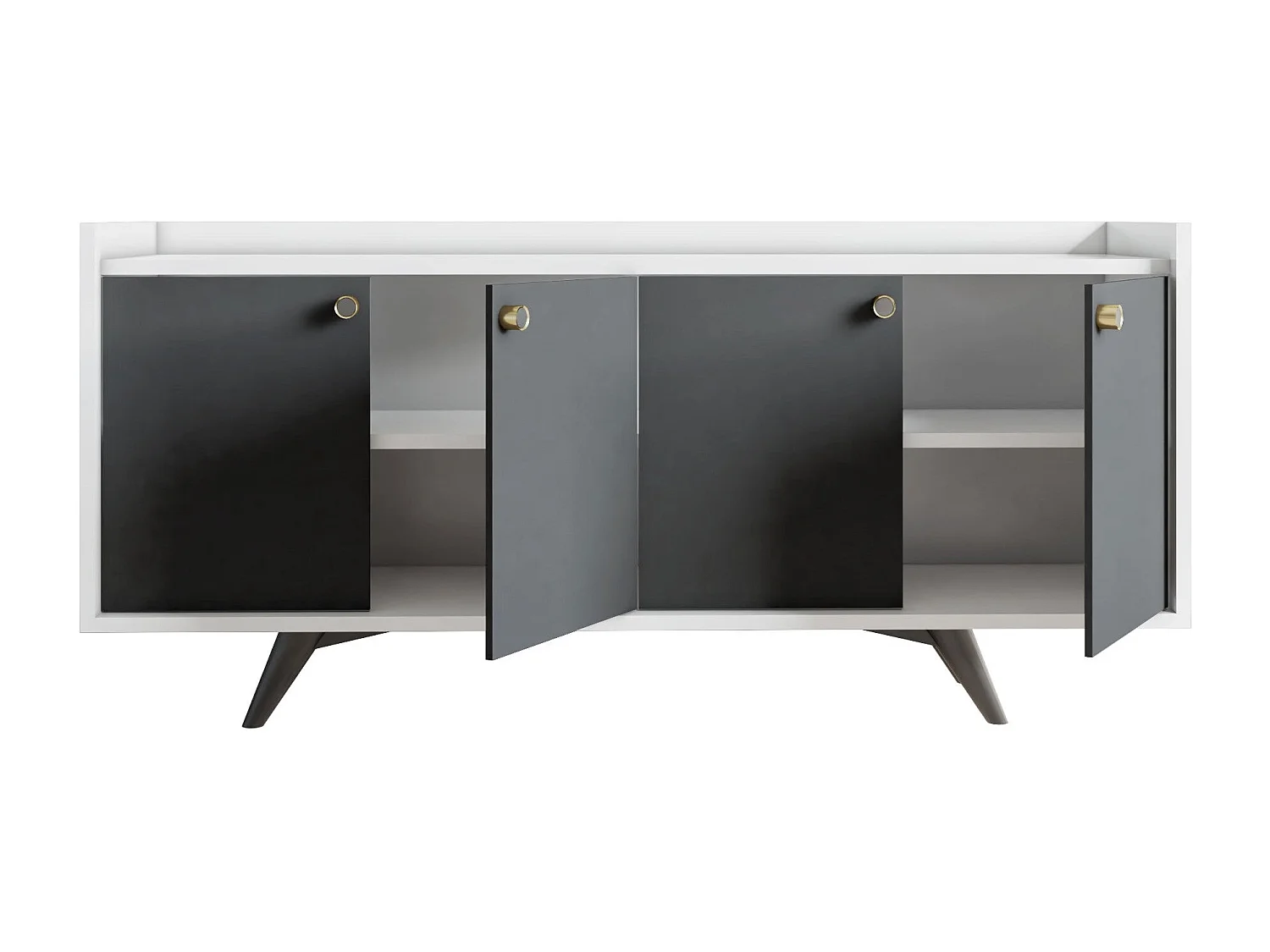 Aparador – 150cm x 75cm x 40cm – Antracite e Branco – Painel de partículas revestido a melamina