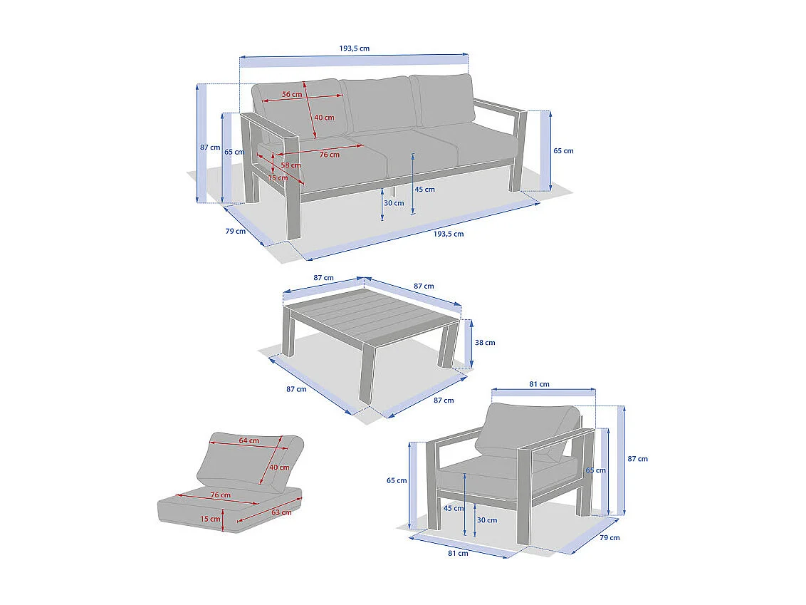 Salon extérieur 5 places Evasion argile / lin Hespéride