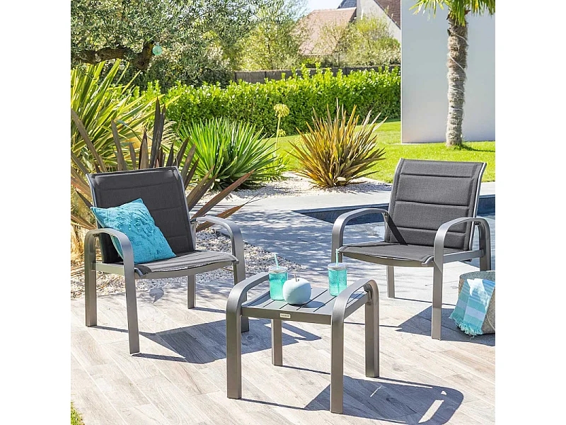 Salon de jardin duo Elyn anthracite/graphite Hespéride