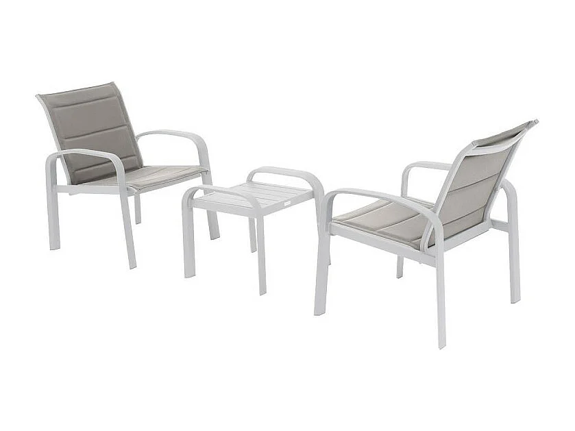Muebles Exterior Elyn Jardín Terraza 3 Pzas Contemporáneo Blanco Beige