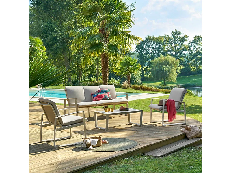 Salon de jardin Boreane 5 places lin / argile Hespéride