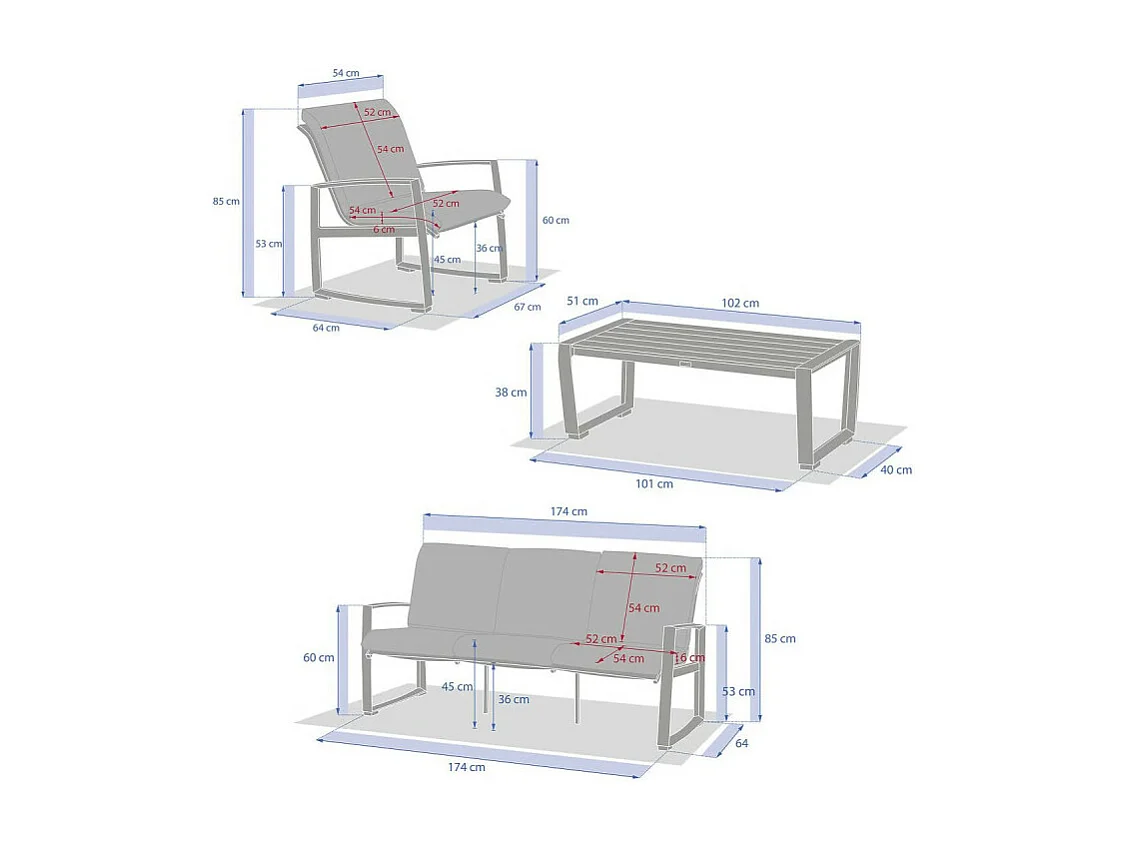 Salon de jardin Boreane 5 places lin / argile Hespéride