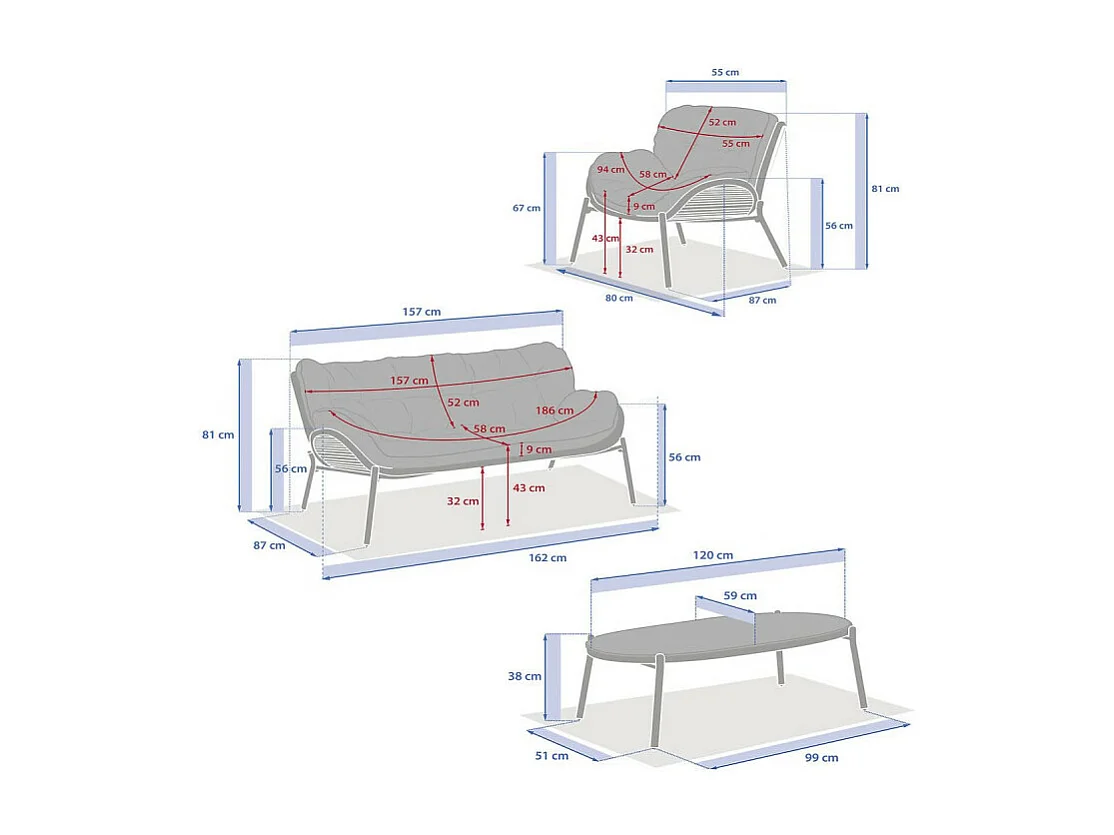 Salon de jardin 5 places Meloane taupe Hespéride