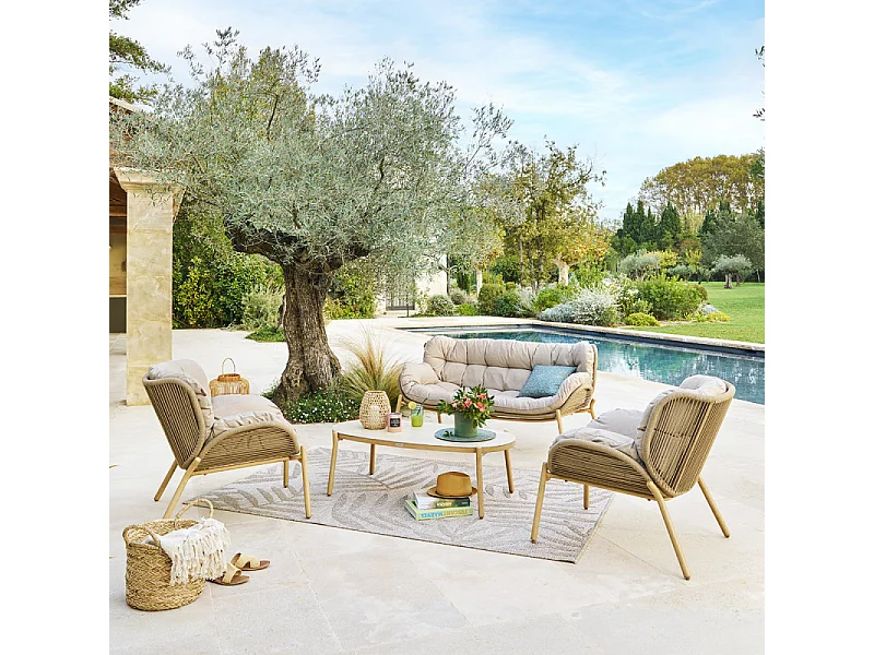 Salon de jardin 5 places Meloane taupe Hespéride