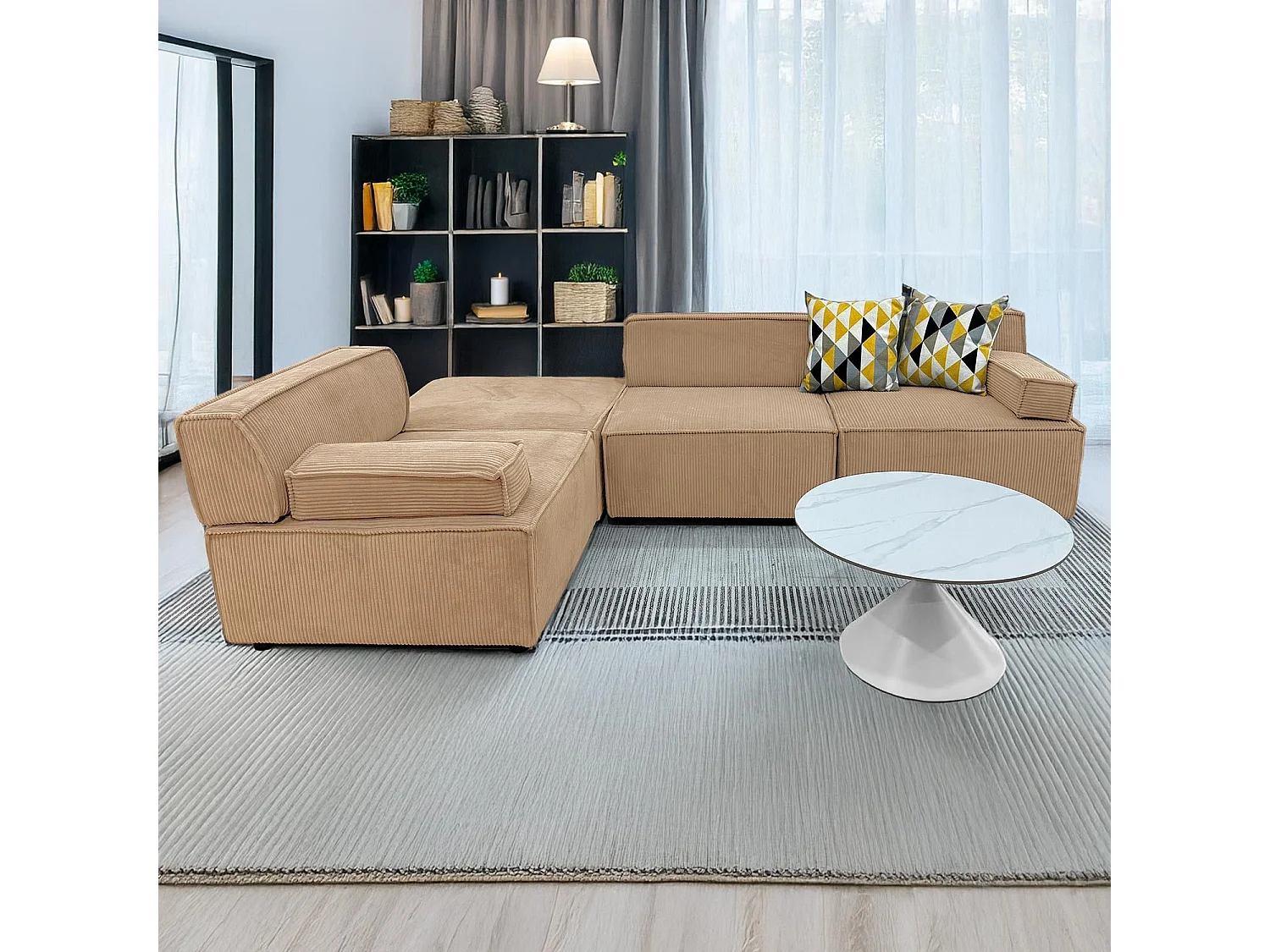 Canapé modulable Benoit Velours côtelé Beige