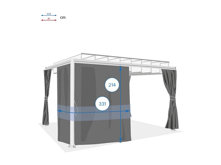 Jeu de 4 rideaux pour tonnelle Belize 3 x 3,8 m - Hesperide