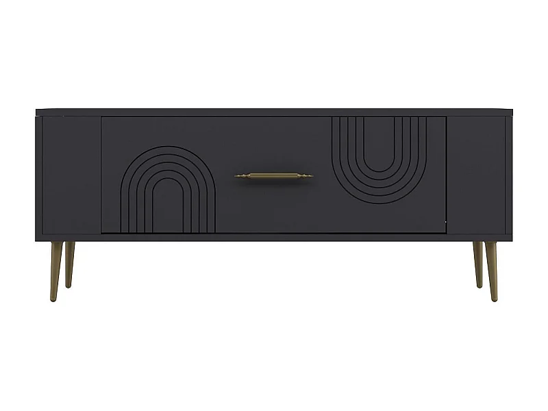 Móvel de TV – 120 cm x 48,2 cm x 26,4 cm – Antracite e Dourado – Painéis de Partículas