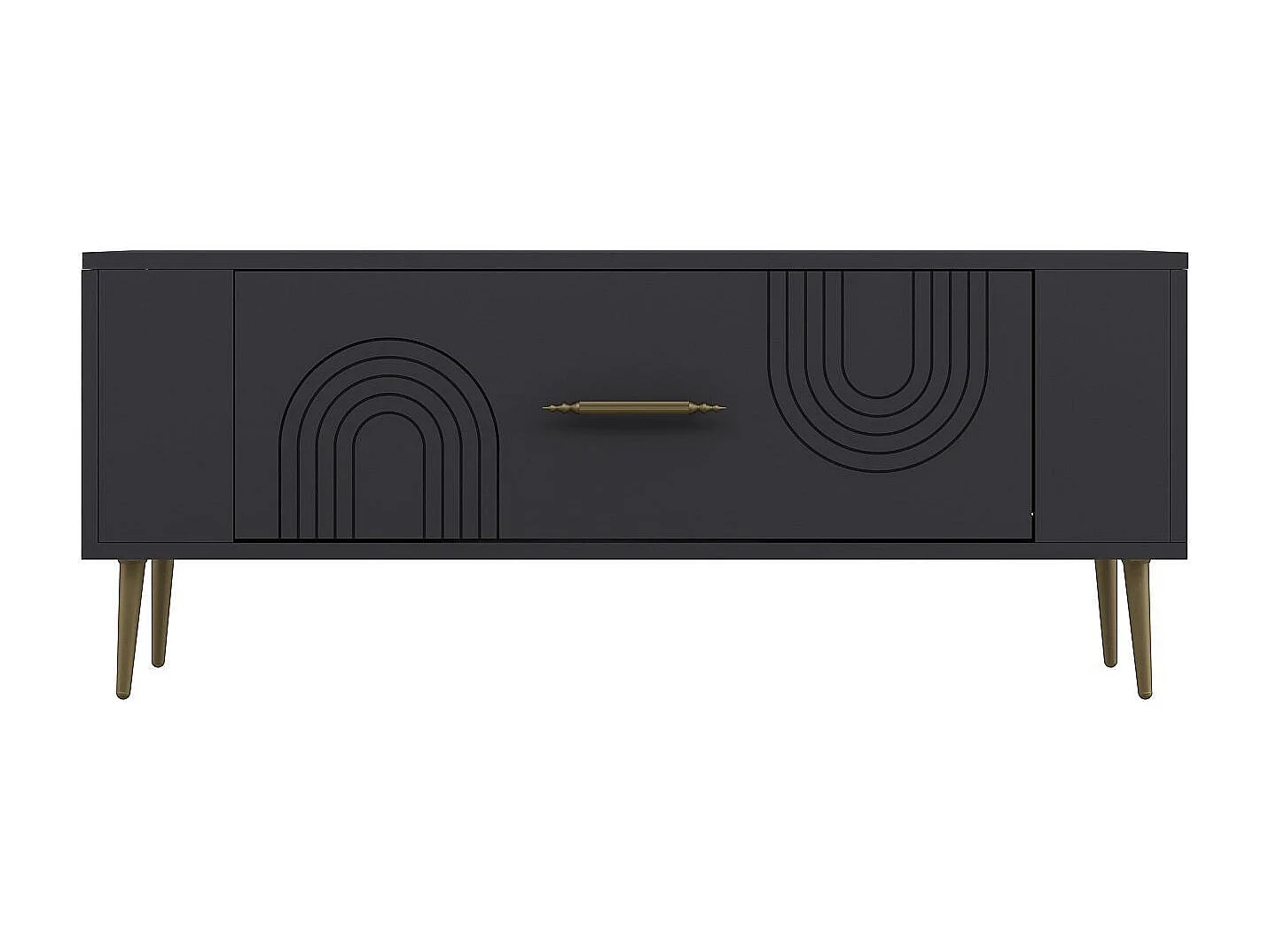 Mueble de TV – 120 cm x 48,2 cm x 26,4 cm – Antracita y Dorado – Tablero de Partículas