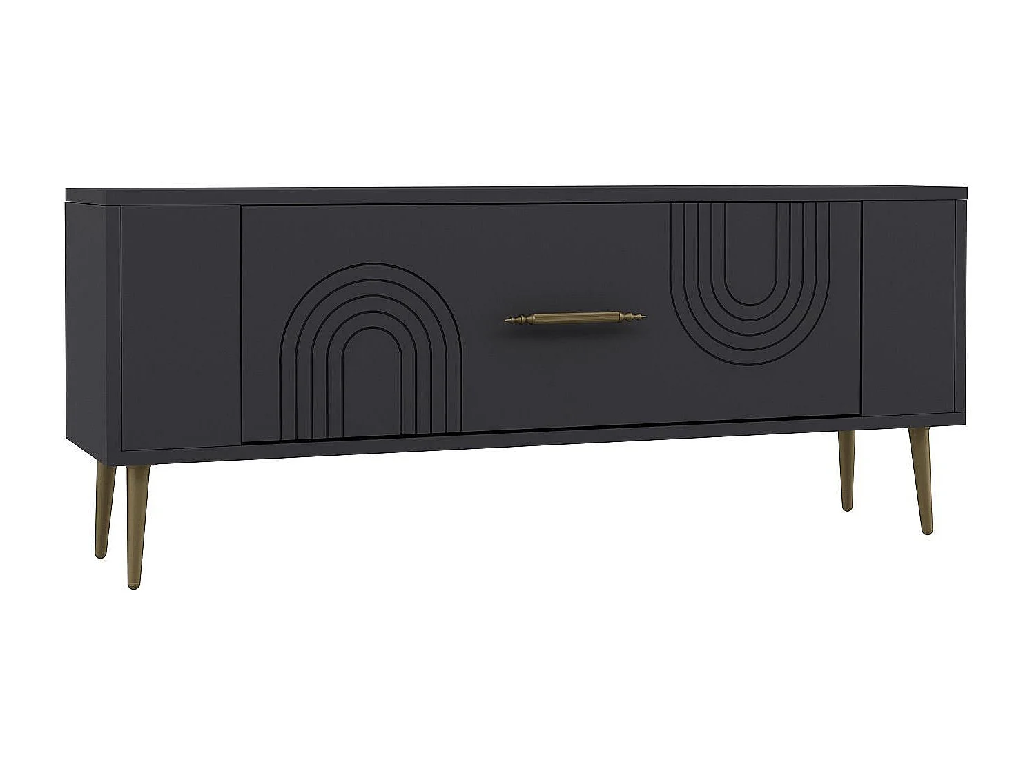 Mueble de TV – 120 cm x 48,2 cm x 26,4 cm – Antracita y Dorado – Tablero de Partículas