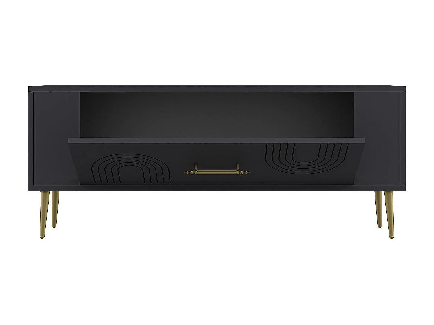 TV-Schrank – 120 cm x 48,2 cm x 26,4 cm – Anthrazit und Gold – Spanplatte