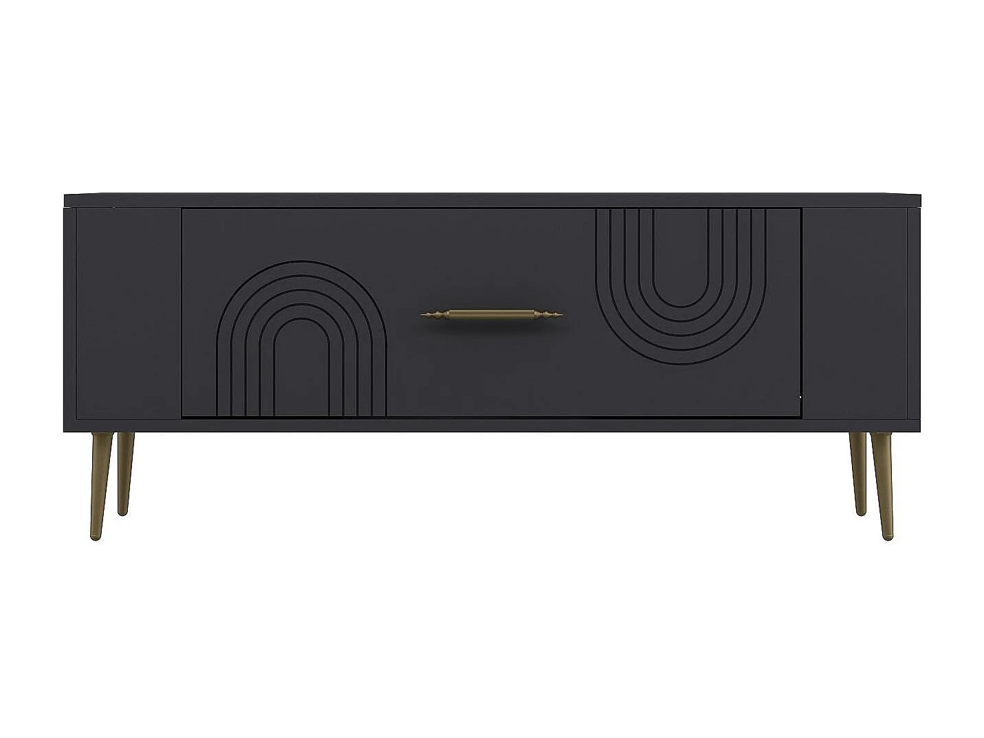 TV-Schrank – 120 cm x 48,2 cm x 26,4 cm – Anthrazit und Gold – Spanplatte