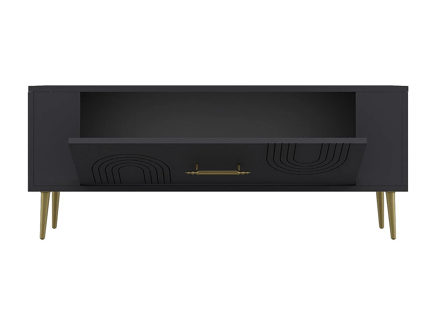 TV-Schrank – 120 cm x 48,2 cm x 26,4 cm – Anthrazit und Gold – Spanplatte